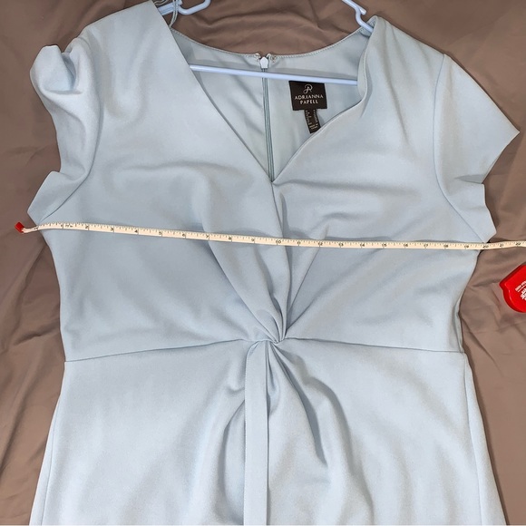 ✨NWT✨ Adrianna Papell DRAPED AND PLEATED CREPE SHORT DRESS IN BLUE MIST - Picture 10 of 13